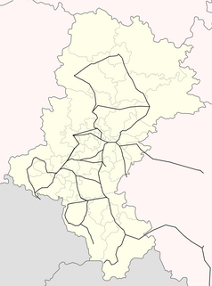 Mapa konturowa województwa śląskiego, w centrum znajduje się punkt z opisem „Katowice”