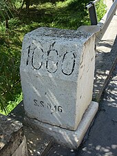 Old milestone at km 1,000 on the state highway number 16 Milestone-ss16-km1000.jpg