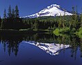 Trillium Gölünden Hood Dağının yansıması, Oregon.