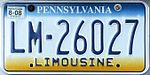 Номерной знак лимузина ПенсильванииLM-26027.jpg
