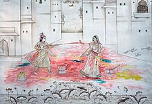 Radha Krishna playing Holi Radha and Krishna playing Holi.jpg