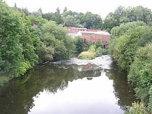 River Mersey, Stockport. Looking downstream fr...