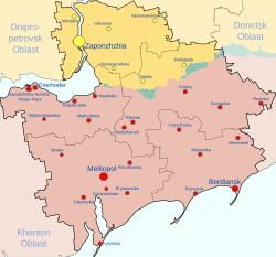 Peta Administrasi Sipil Militer Zaporizhzhia, termasuk seluruh Oblast Zaporizhzhia
