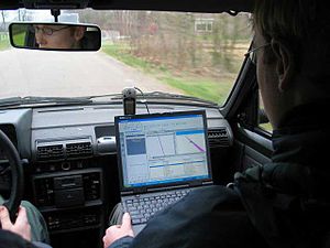 Satellite navigation using a laptop and a GPS ...