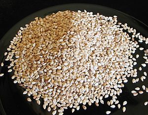 Dry sesame seeds.