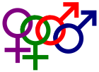 Male and female symbols overlaid