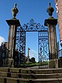 St Oswald's Church, detail of gate from the SE