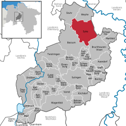 Läget för staden Syke i Landkreis Diepholz