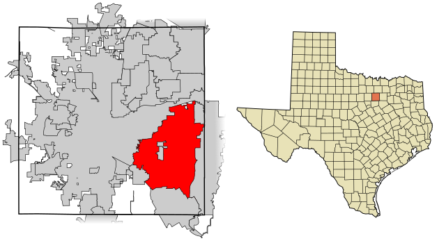 Plasarea localității Arlington în comitatul Tarrant, respectiv în statul  Texas