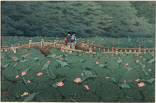 Pond at Benten Shrine in Shiba, 1929. Print.