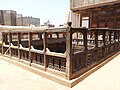 Wooden railings on a rooftop