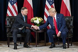 President Donald J. Trump participates in a bilateral meeting with Polish President Andrzej Duda Monday, Sept. 23, 2019, at the InterContinental New York Barclay in New York City. (Official White House Photo by Shealah Craighead)