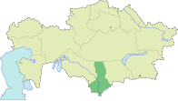 Южно-Казахстанская область на карте Казахстана