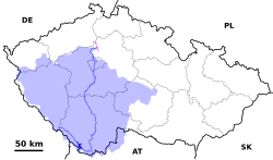 Бассейн Влтавы на карте Чехии