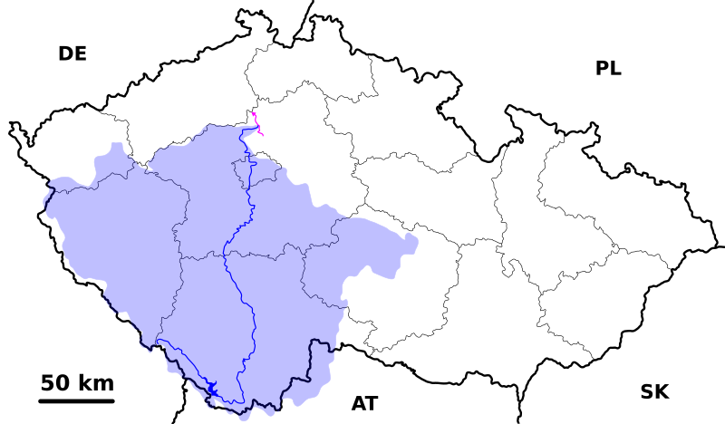 Soubor:Vltava River (CZE) - location and watershed.svg