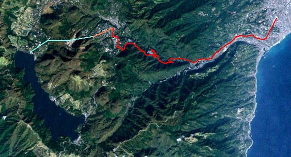 箱根登山鉄道のランドサット衛星写真