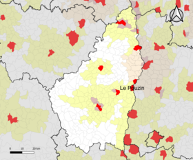 Localisation de l'aire d'attraction du Le Pouzin dans le département de l'Ardèche.