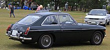 MG MGB offered a rear hatch GT coupe version in late 1965 1967 MG MGB GT rear.jpg