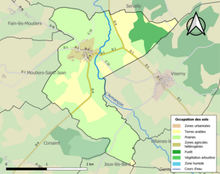 Carte en couleurs présentant l'occupation des sols.