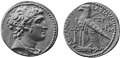 O// busto di Alessandro Balas dx. (154–145 a.C.) R// ΒΑΣΙΛΕΩΣ ΑΛΕΞΑΝΔΡΟΥ, Aquila su prua di nave, palmette e data (Γ&Csi;Ρ) . (150 – 149 a.C.).