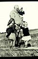 Mabel Grosvenor (right) with her grandfather, Alexander Graham Bell, at Beinn Bhreagh in 1908.