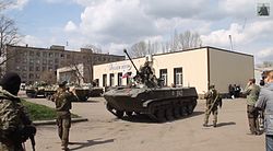 Pro-Russia rebels in Sloviansk BMDs of Sloviansk self-defense.jpg