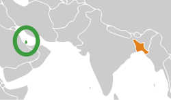 Map indicating locations of Qatar and Bangladesh