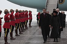 Then-Governor General Michaelle Jean (right) welcoming US President Barack Obama (left) at the start of his official visit to Canada, February 2009 Barack Obama & Michaelle Jean 2-19-09.jpg