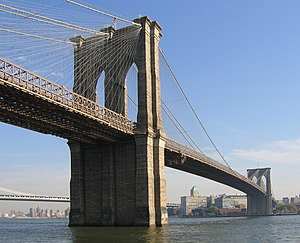 The Brooklyn Bridge, seen from Manhattan, New ...