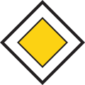 3.03 Principal road with priority (Priority to the right rule does not apply; ends with 3.04; panel 5.09 can be added; see also see also 6.12–6.17)
