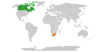 Location map for Canada and South Africa.