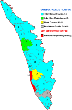 17th Lok Sabha (2019) Constituency wise Loksabha Results 2019 - Kerala.svg