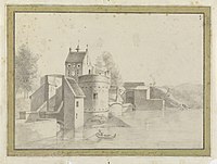 De Smedenpoort circa 1780, tekening door Jean Charles Verbrugge (Groeningemuseum).