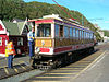 Preserved illuminated car 9 of the Manx Electric Railway at Derby Castle Terminus in 2009