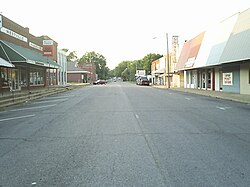 Downtown Westville north up Williams Street. The Buffington Hotel can be viewed on the left, at the top of the photo.