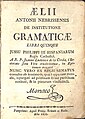Gramática de Nebrija editada por el Hospital General de Pamplona (1830)