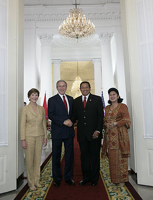 U.S. President George W. Bush and Mrs. Laura B...