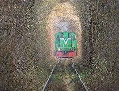 Sebuah kereta api yang akan melintasi terowongan