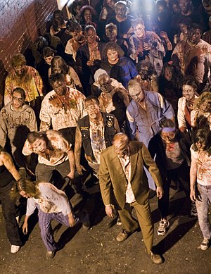 A group of actors dressed as zombies for a film Groupofzombiesjoelf.jpg