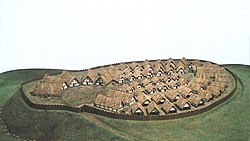 Hunenburg bei Watenstedt, central settlement reconstruction, c. 1000 BC. Huhnenburg bei Watenstedt rekonstruktion.jpg