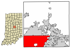 Location of Carmel in Hamilton County, Indiana