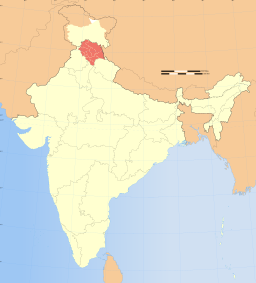 Karta över Indien med Himachal Pradesh markerat.