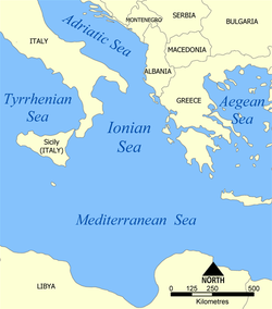 Карта на Йонийско море