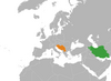 Location map for Iran and Yugoslavia.