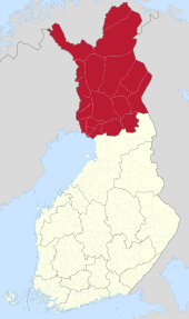 Laponya'nın Finlandiya'daki konumu