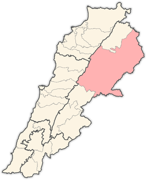 English: Map of districts in Lebanon, highligh...