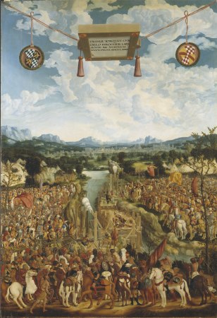 Manlius' duel against the Gaul, a typical battle scene of the Renaissance by the German Ludwig Refinger (mid 16th century).