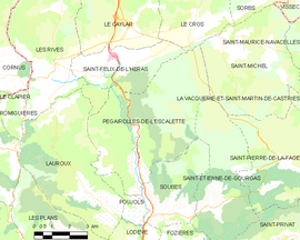 Mapa obce Pégairolles-de-l’Escalette