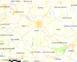 Mapa obce Janzé