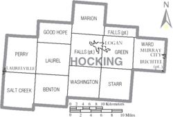 Municipalities and townships of Hocking County.